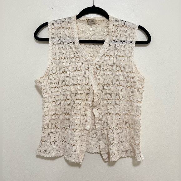 Vintage Tops - Vintage Tramo made in Switzerland crochet knit vest top